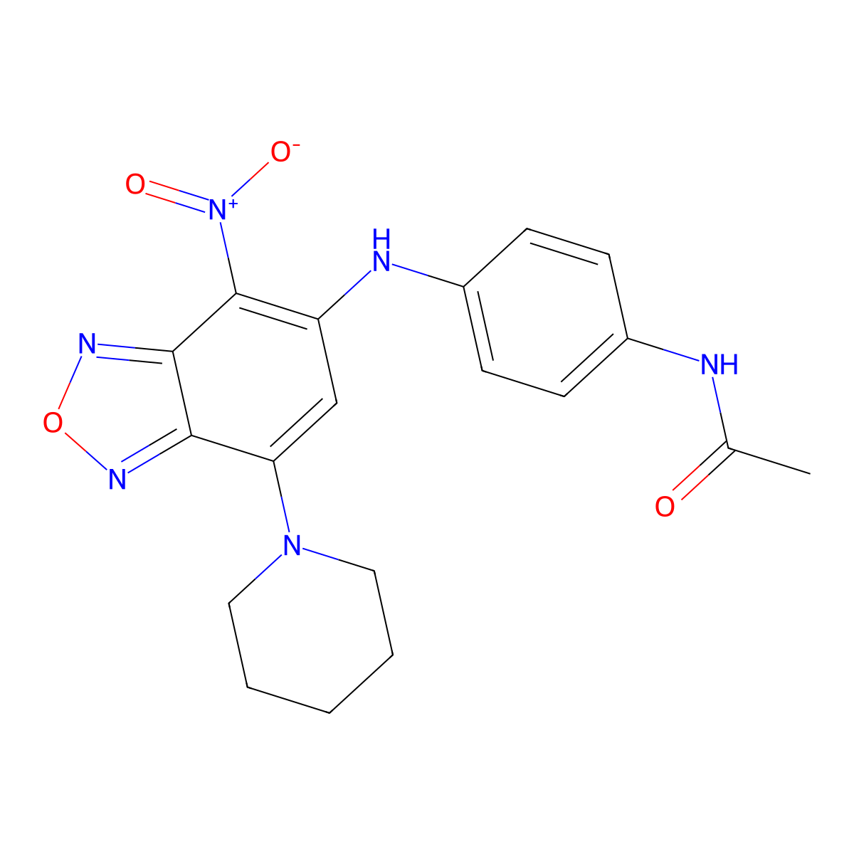 N-[4-[(4-nitro-7-piperidin-1-yl-2,1,3-benzoxadiazol-5-yl)amino]phenyl]acetamide molecular structure, CAS 430447-89-5