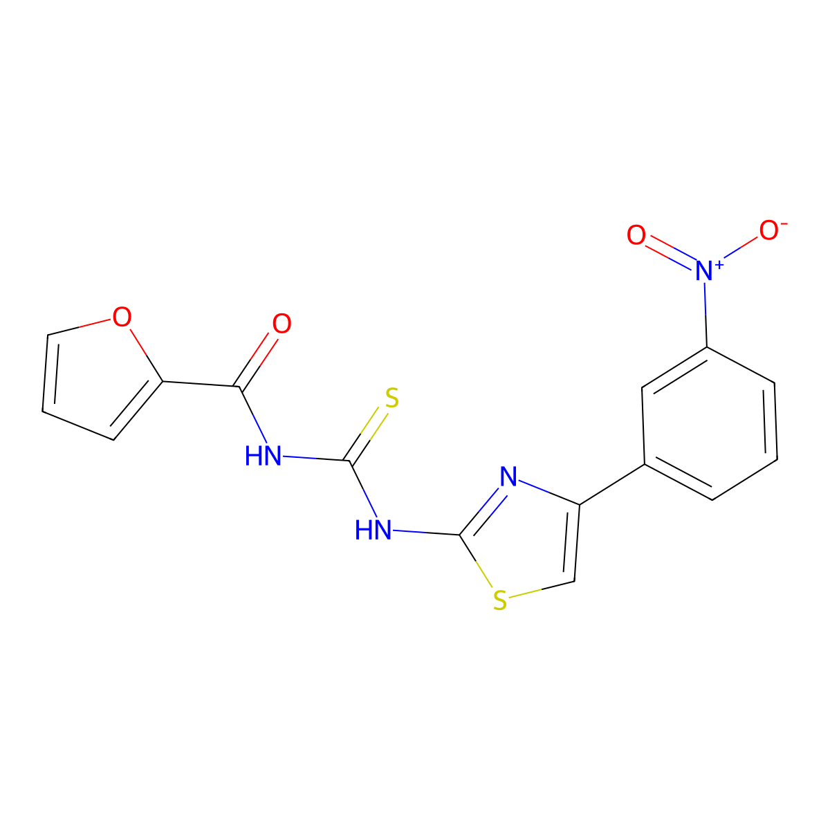 N-[[4-(3-nitrophenyl)-1,3-thiazol-2-yl]carbamothioyl]furan-2-carboxamide molecular structure, CAS 430448-00-3