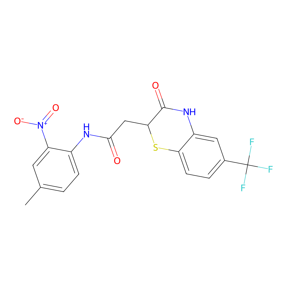 N-(4-methyl-2-nitrophenyl)-2-[3-oxo-6-(trifluoromethyl)-3,4-dihydro-2H-1,4-benzothiazin-2-yl]acetamide molecular structure, CAS 430448-31-0