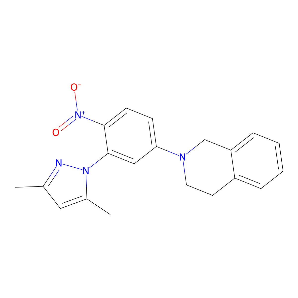 2-[3-(3,5-dimethylpyrazol-1-yl)-4-nitrophenyl]-3,4-dihydro-1H-isoquinoline molecular structure, CAS 430448-39-8