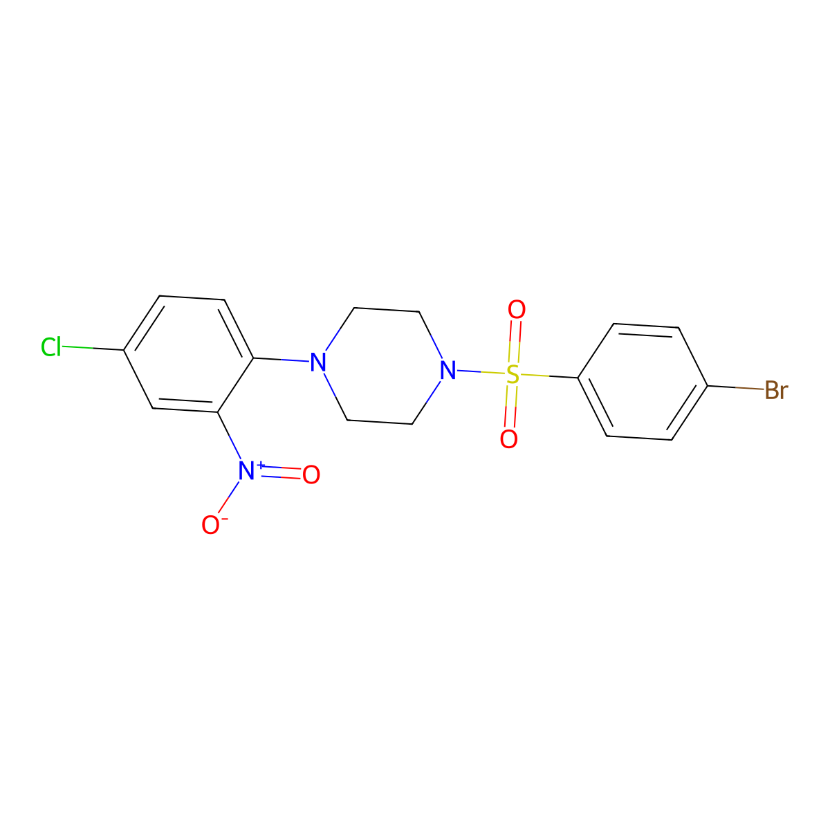 1-(4-Bromophenyl)sulfonyl-4-(4-chloro-2-nitrophenyl)piperazine molecular structure, CAS 430448-47-8