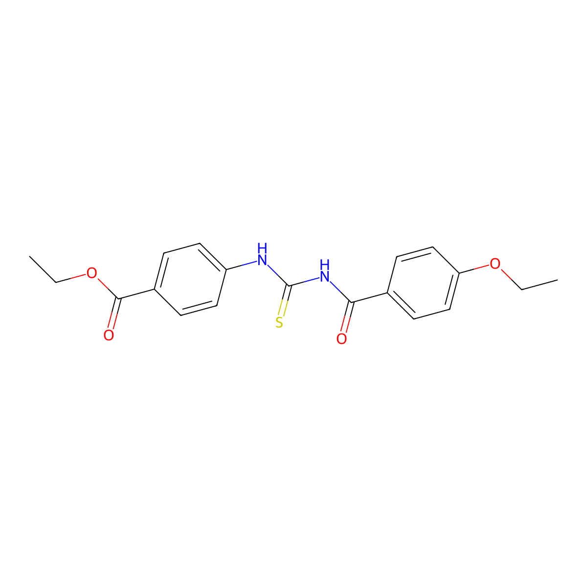 Ethyl 4-({[(4-ethoxyphenyl)carbonyl]carbamothioyl}amino)benzoate molecular structure, CAS 430448-48-9