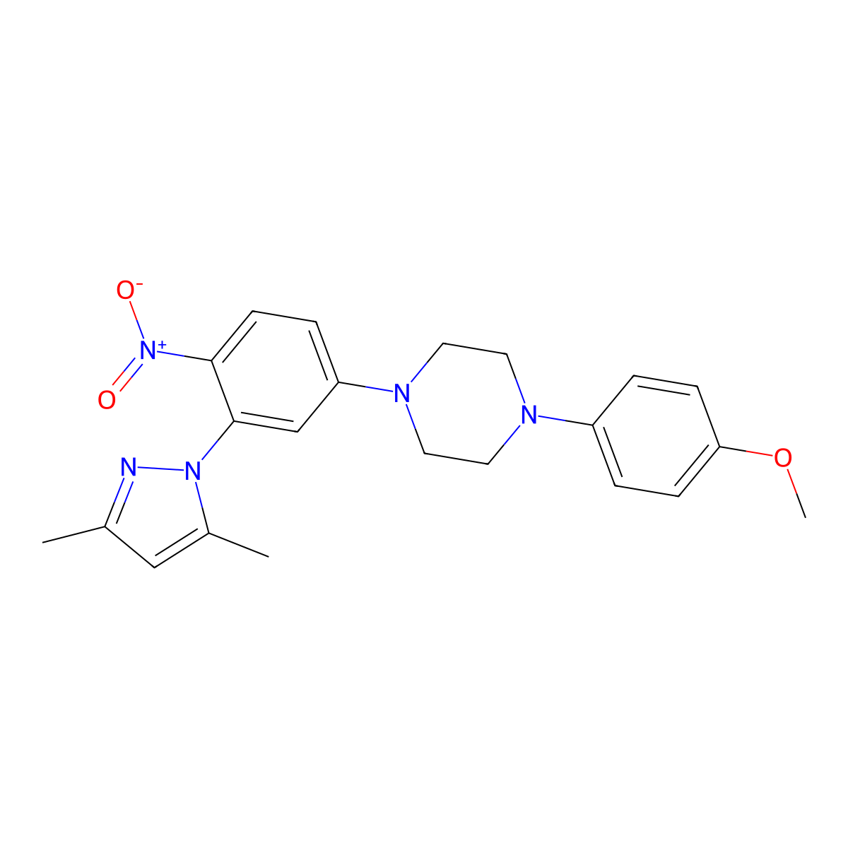 1-[3-(3,5-Dimethylpyrazol-1-yl)-4-nitrophenyl]-4-(4-methoxyphenyl)piperazine molecular structure, CAS 430448-62-7