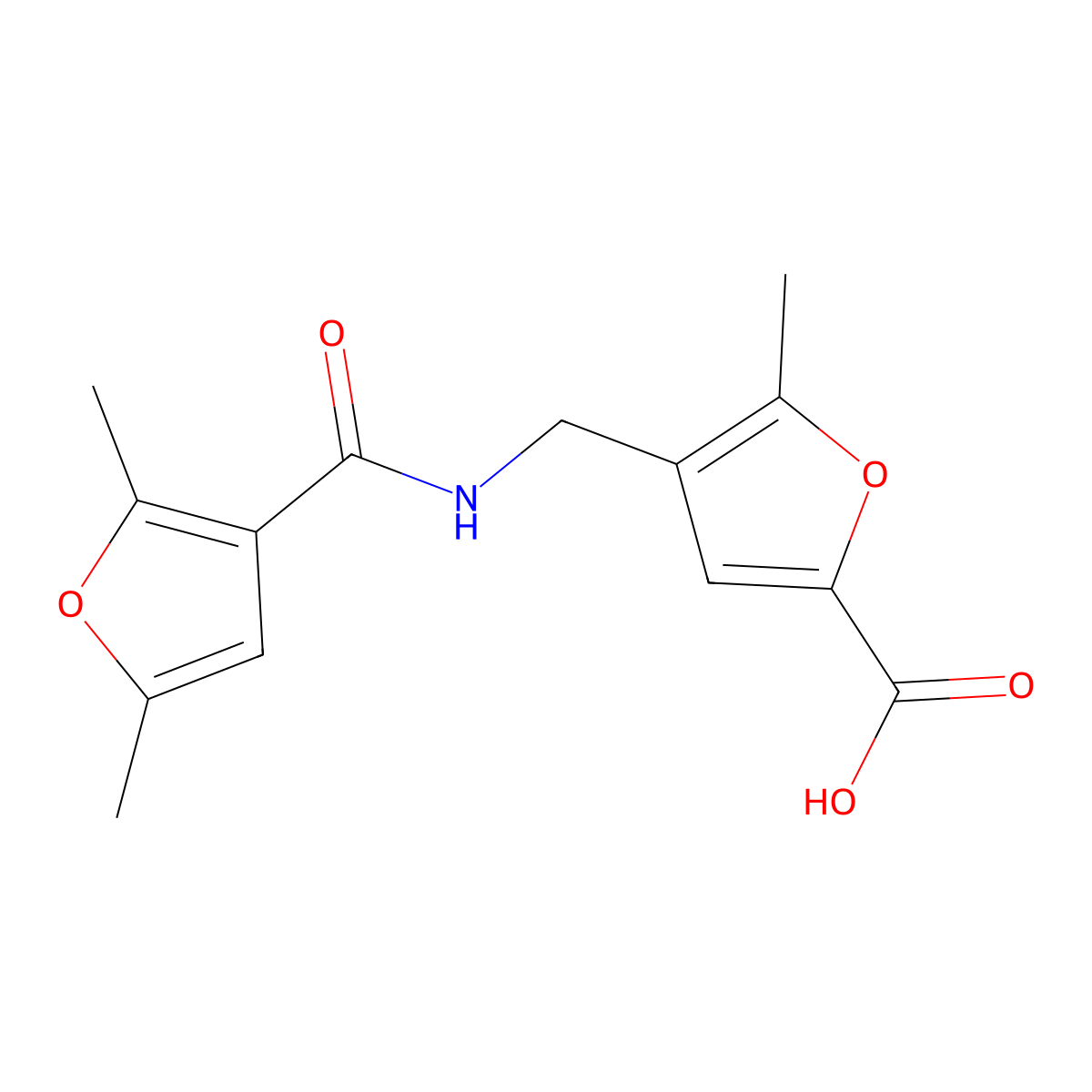 4-{[(2,5-Dimethyl-furan-3-carbonyl)-amino]-methyl}-5-methyl-furan-2-carboxylic acid molecular structure, CAS 430448-79-6