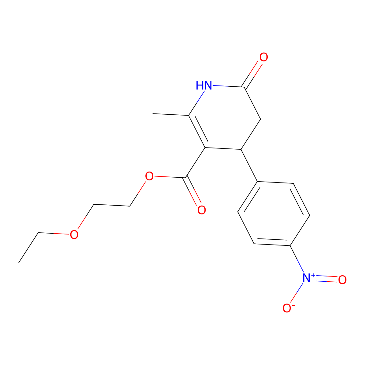 2-Ethoxyethyl 2-methyl-4-(4-nitrophenyl)-6-oxo-1,4,5,6-tetrahydropyridine-3-carboxylate molecular structure, CAS 430448-95-6