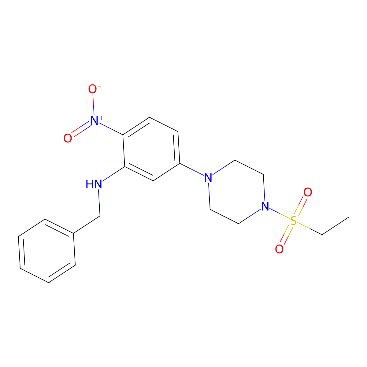 N-benzyl-5-(4-ethylsulfonylpiperazin-1-yl)-2-nitroaniline molecular structure, CAS 430449-03-9