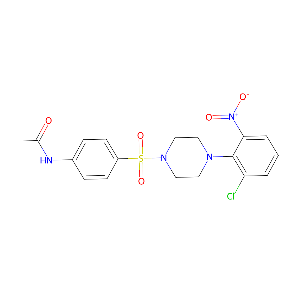 N-[4-[4-(2-chloro-6-nitrophenyl)piperazin-1-yl]sulfonylphenyl]acetamide molecular structure, CAS 430449-15-3