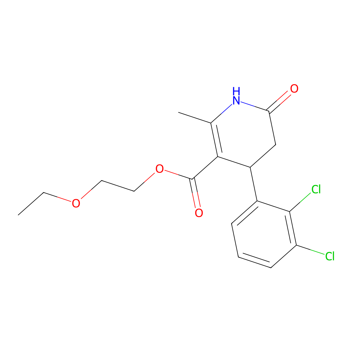 2-Ethoxyethyl 4-(2,3-dichlorophenyl)-2-methyl-6-oxo-1,4,5,6-tetrahydropyridine-3-carboxylate molecular structure, CAS 430449-21-1