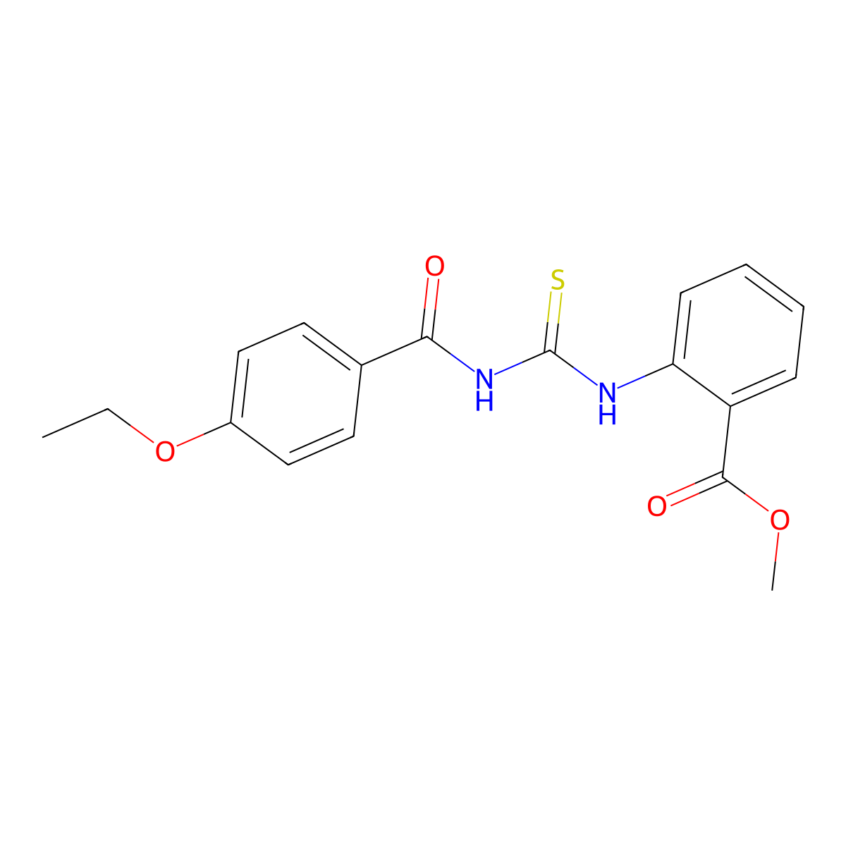 Methyl 2-({[(4-ethoxyphenyl)carbonyl]carbamothioyl}amino)benzoate molecular structure, CAS 430449-53-9