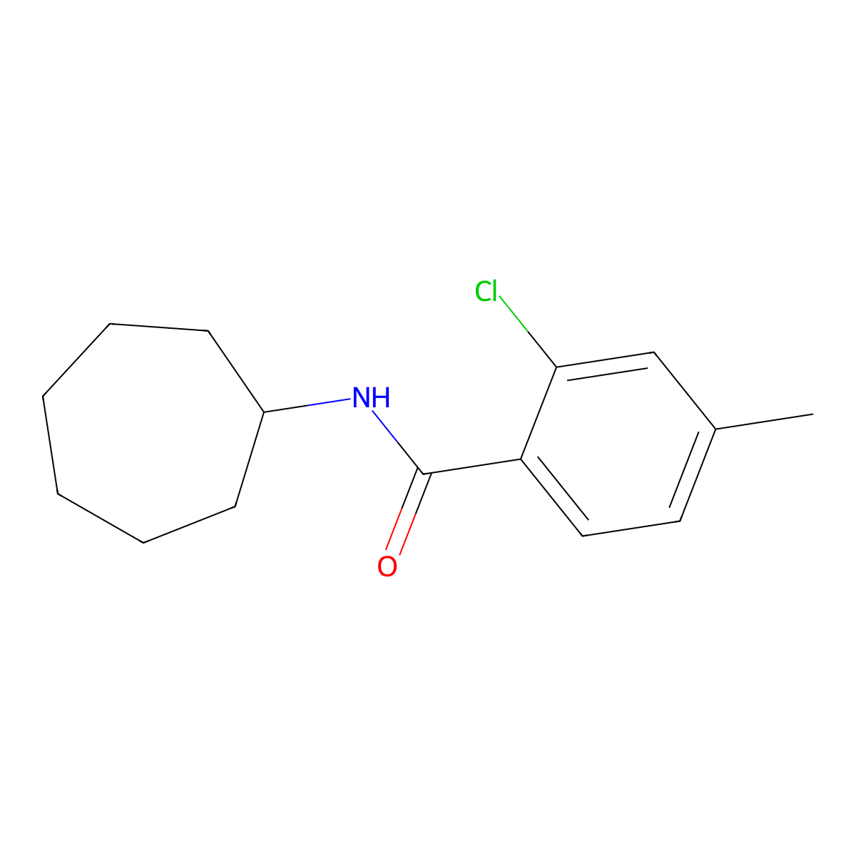 2-chloro-N-cycloheptyl-4-methylbenzamide molecular structure, CAS 430449-58-4
