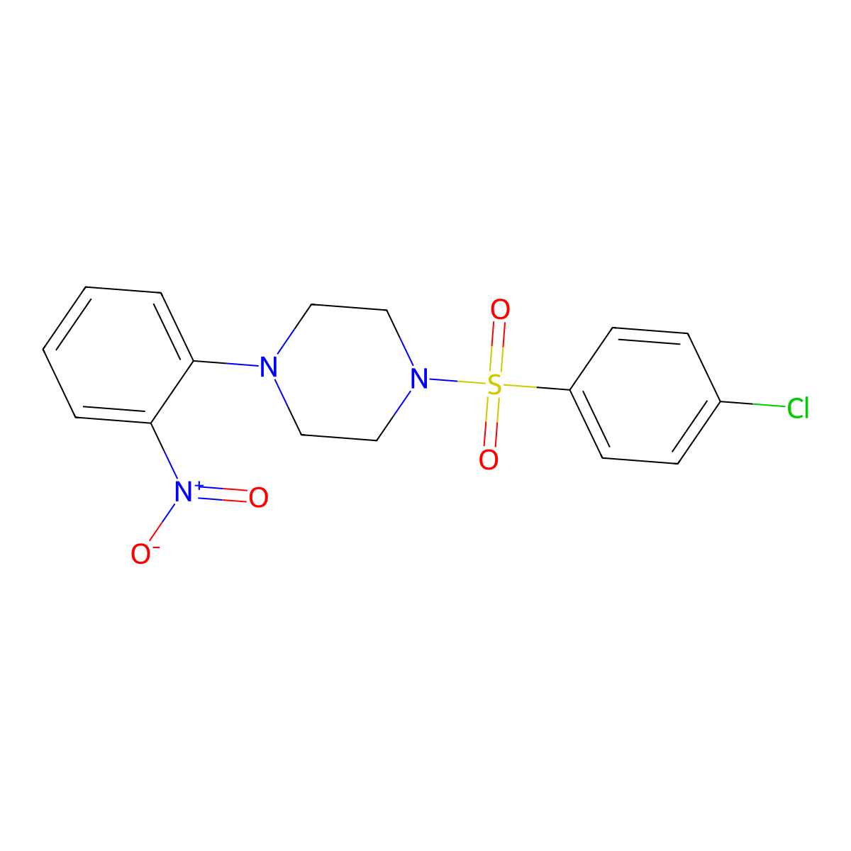 1-(4-Chlorophenyl)sulfonyl-4-(2-nitrophenyl)piperazine molecular structure, CAS 430449-61-9