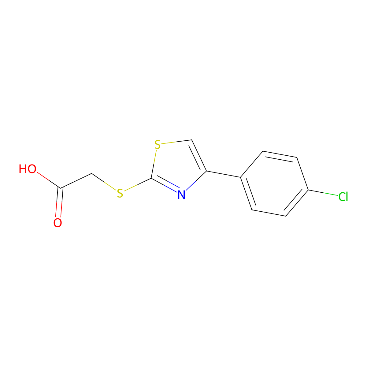 2-[4-(4-Chlorophenyl)-1,3-thiazol-2-ylthio]acetic acid molecular structure, CAS 43045-18-7