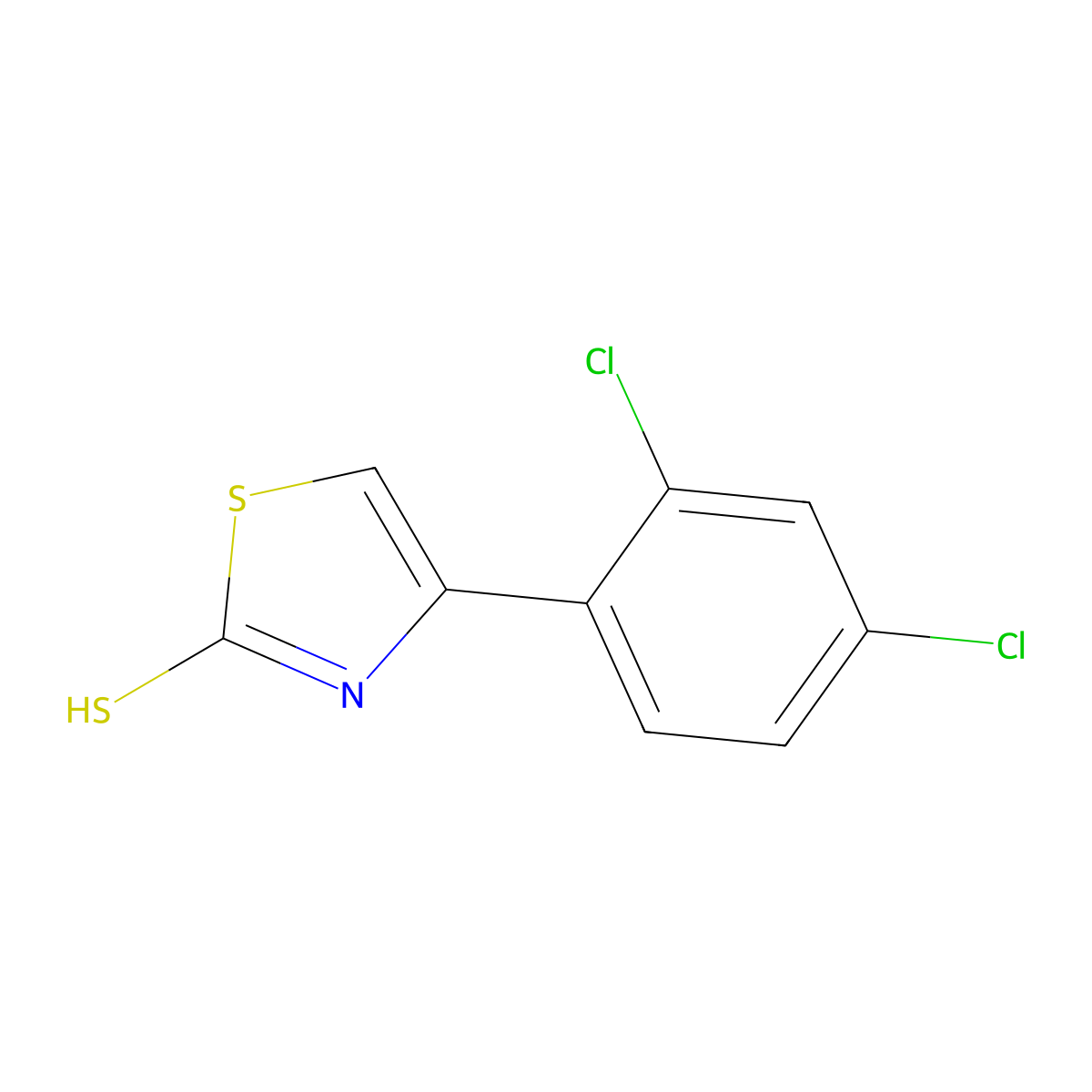 4-(2,4-Dichlorophenyl)-1,3-thiazole-2-thiol molecular structure, CAS 43045-40-5