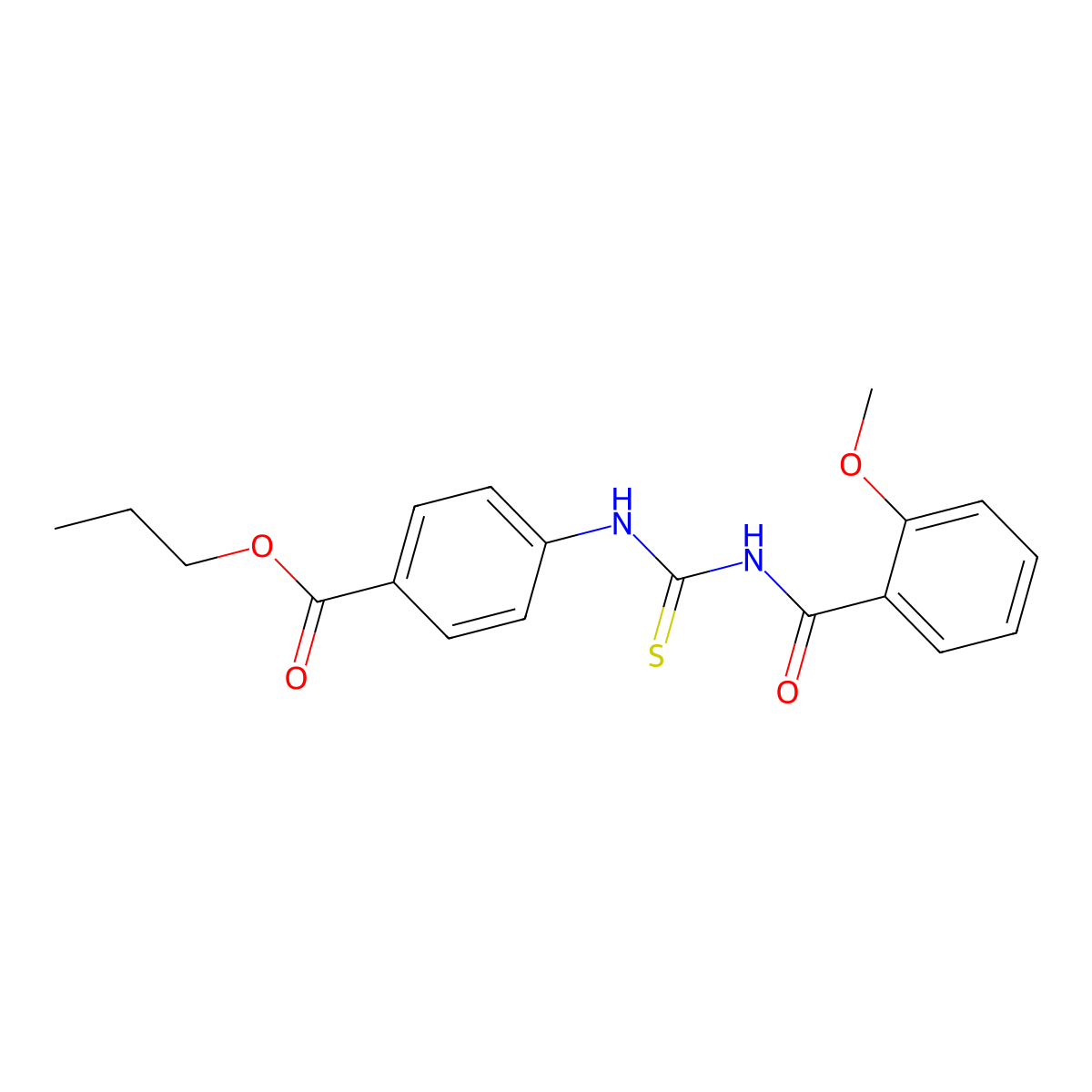 Propyl 4-({[(2-methoxyphenyl)carbonyl]carbamothioyl}amino)benzoate molecular structure, CAS 430450-11-6