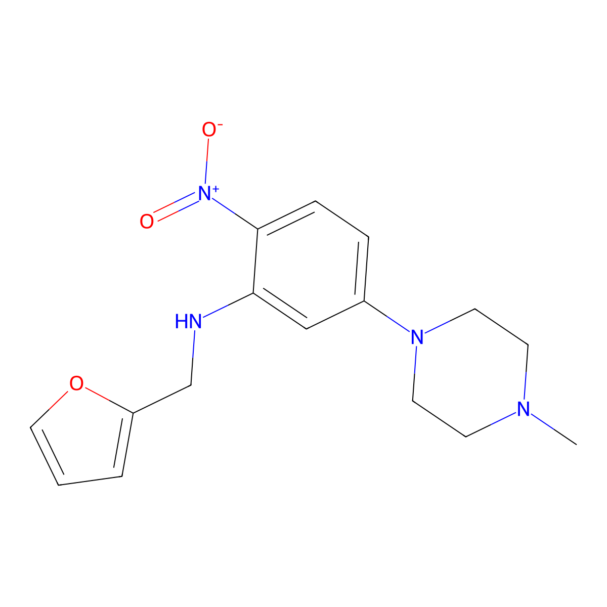 N-(furan-2-ylmethyl)-5-(4-methylpiperazin-1-yl)-2-nitroaniline molecular structure, CAS 430450-12-7