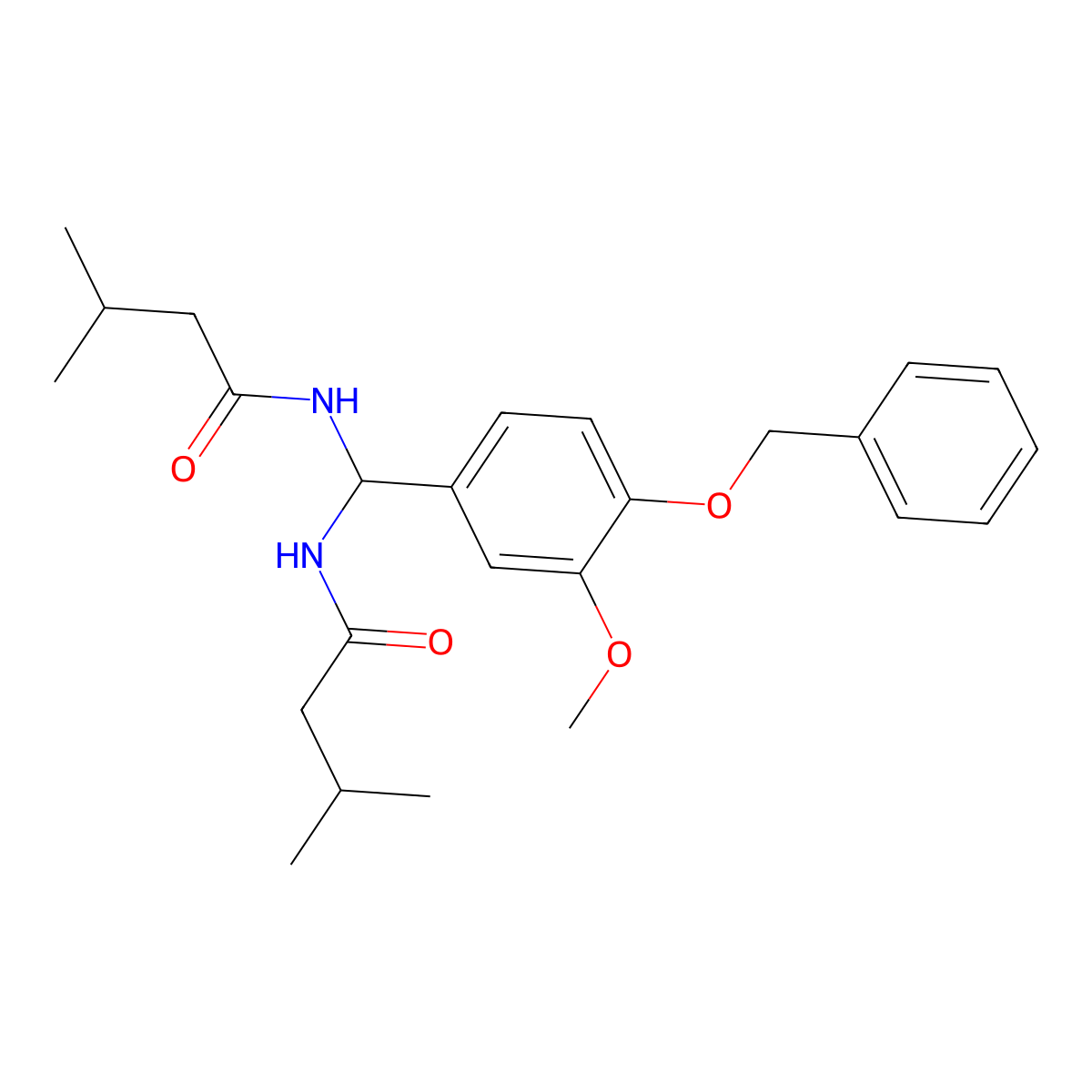 N-[(3-methoxy-4-phenylmethoxyphenyl)-(3-methylbutanoylamino)methyl]-3-methylbutanamide molecular structure, CAS 430450-44-5