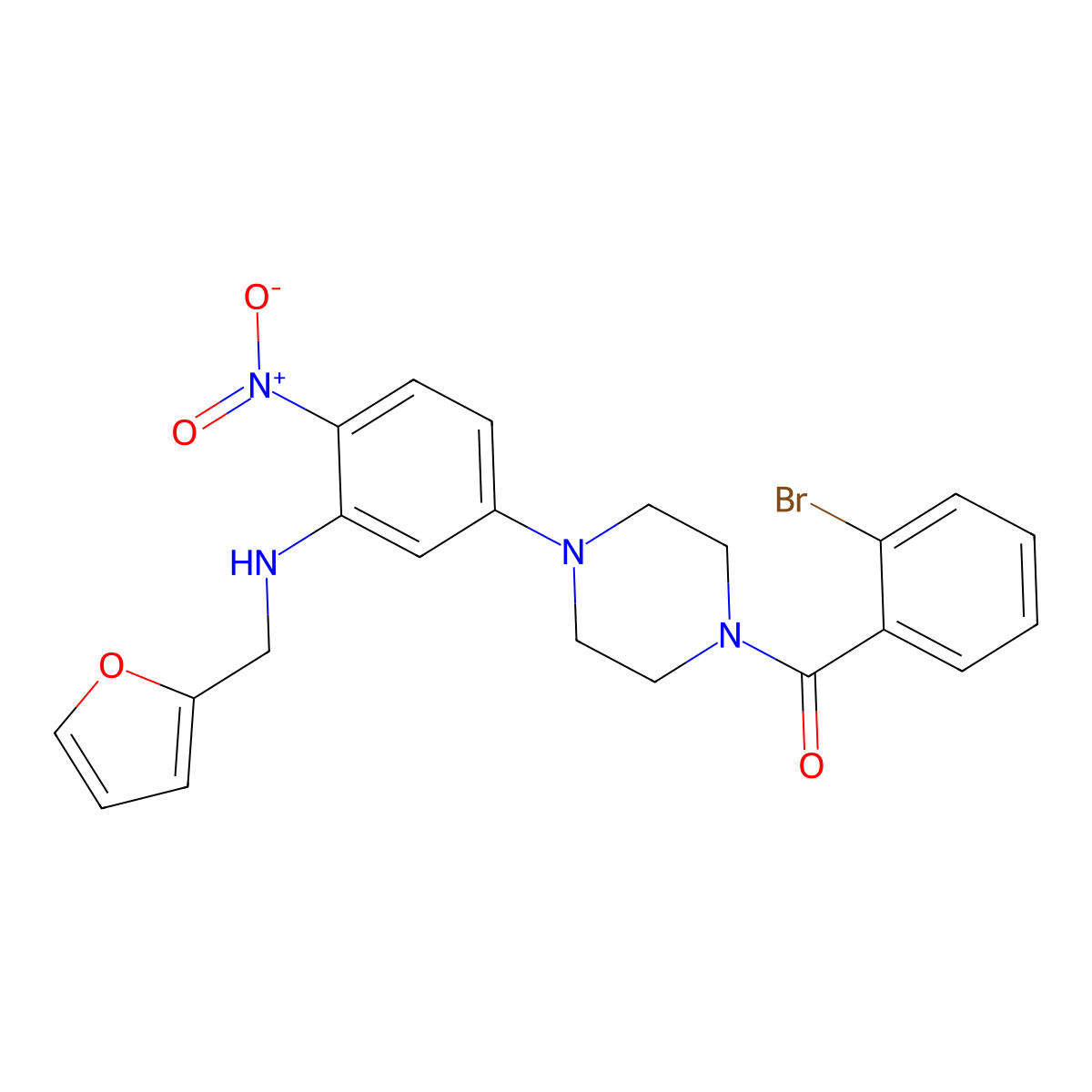 (2-Bromophenyl)-[4-[3-(furan-2-ylmethylamino)-4-nitrophenyl]piperazin-1-yl]methanone molecular structure, CAS 430450-57-0