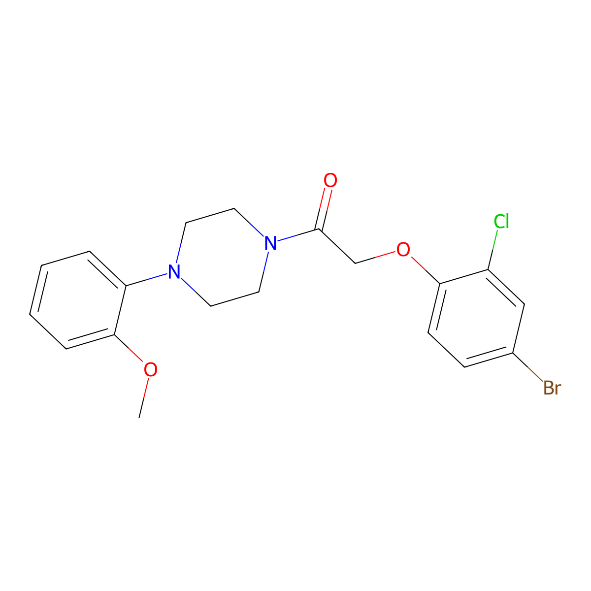 2-(4-Bromo-2-chlorophenoxy)-1-[4-(2-methoxyphenyl)piperazin-1-yl]ethanone molecular structure, CAS 430451-22-2