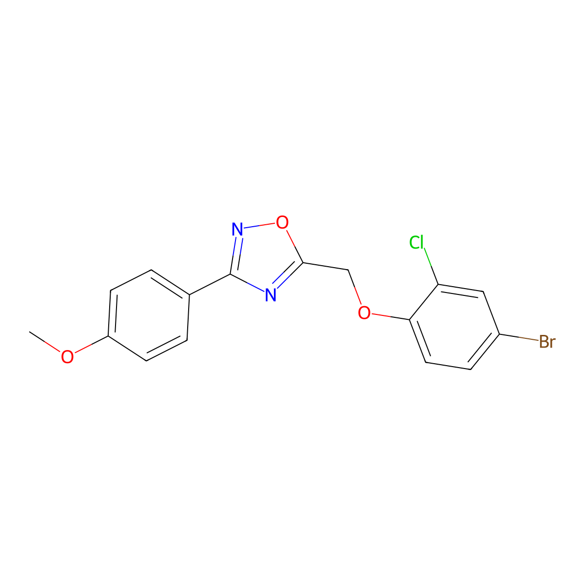 5-[(4-Bromo-2-chlorophenoxy)methyl]-3-(4-methoxyphenyl)-1,2,4-oxadiazole molecular structure, CAS 430451-30-2