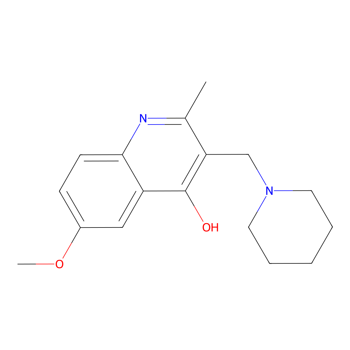 6-Methoxy-2-methyl-3-(piperidin-1-ylmethyl)quinolin-4-ol molecular structure, CAS 430451-31-3