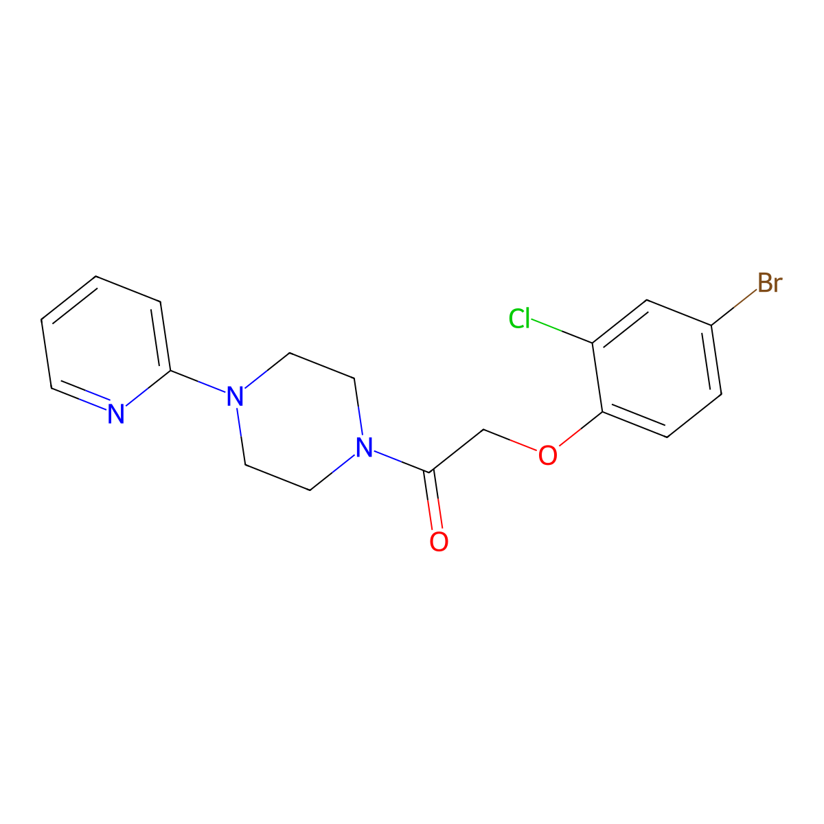 2-(4-Bromo-2-chlorophenoxy)-1-(4-pyridin-2-ylpiperazin-1-yl)ethanone molecular structure, CAS 430451-33-5