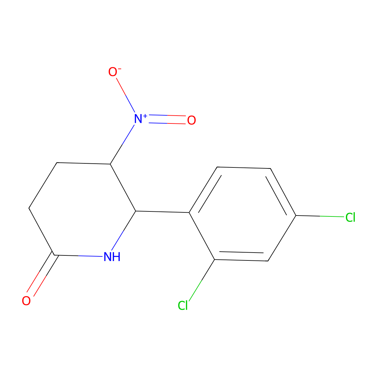 6-(2,4-Dichlorophenyl)-5-nitropiperidin-2-one molecular structure, CAS 430451-36-8