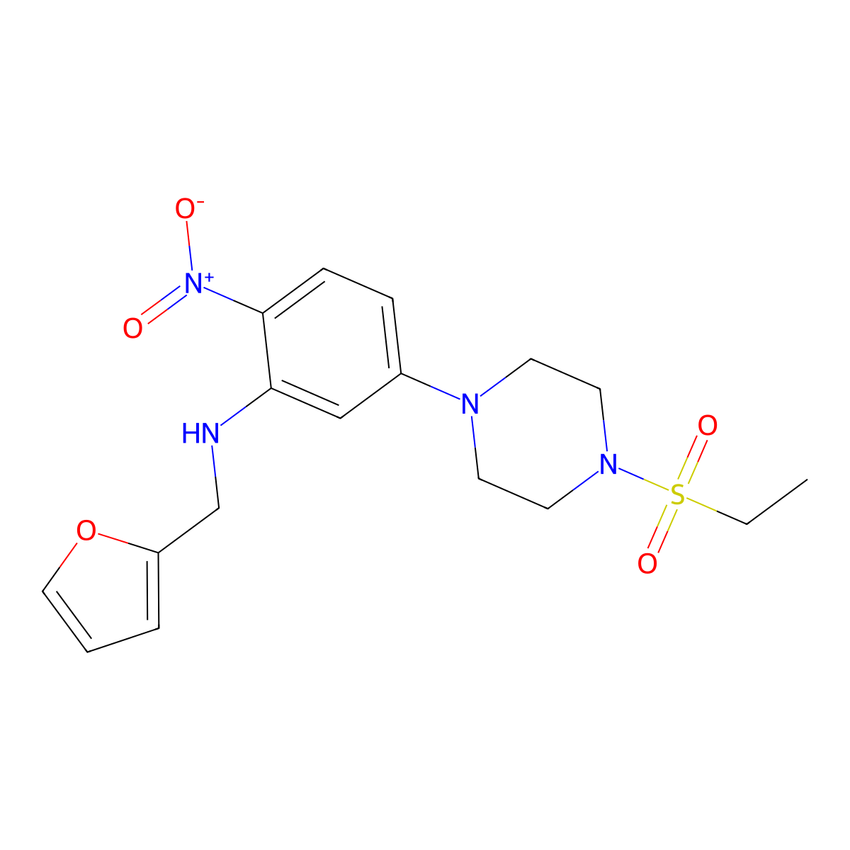 5-(4-ethylsulfonylpiperazin-1-yl)-N-(furan-2-ylmethyl)-2-nitroaniline molecular structure, CAS 430451-52-8