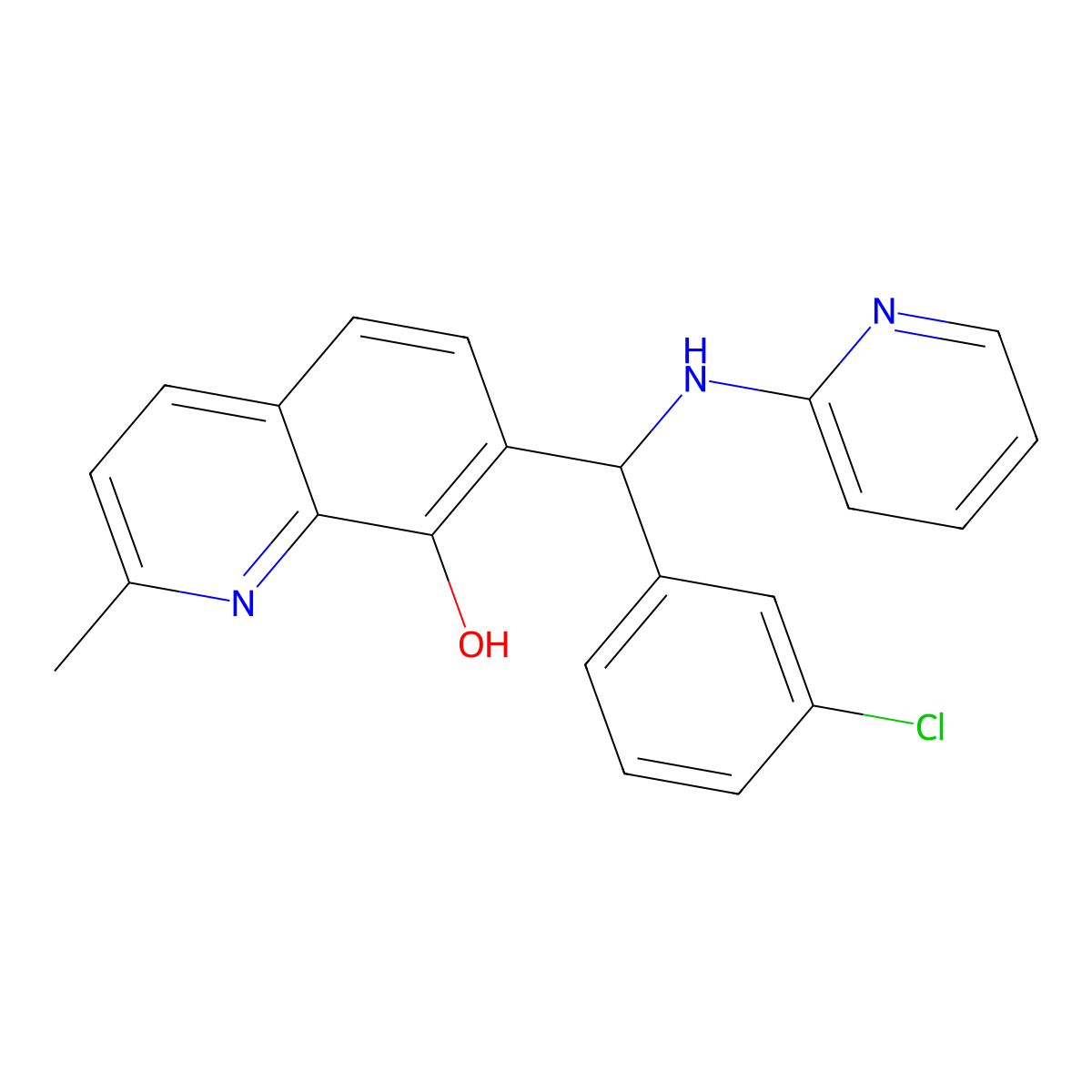 7-[(3-Chlorophenyl)-(pyridin-2-ylamino)methyl]-2-methylquinolin-8-ol molecular structure, CAS 430451-55-1