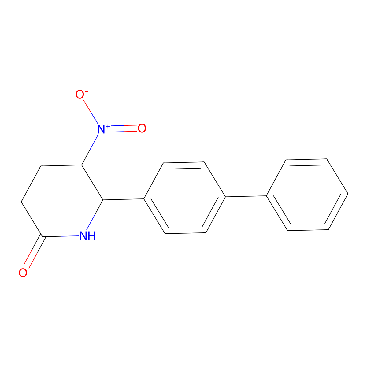 5-Nitro-6-(4-phenylphenyl)piperidin-2-one molecular structure, CAS 430451-56-2