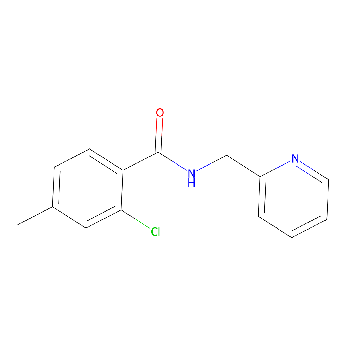 2-chloro-4-methyl-N-(pyridin-2-ylmethyl)benzamide molecular structure, CAS 430451-75-5
