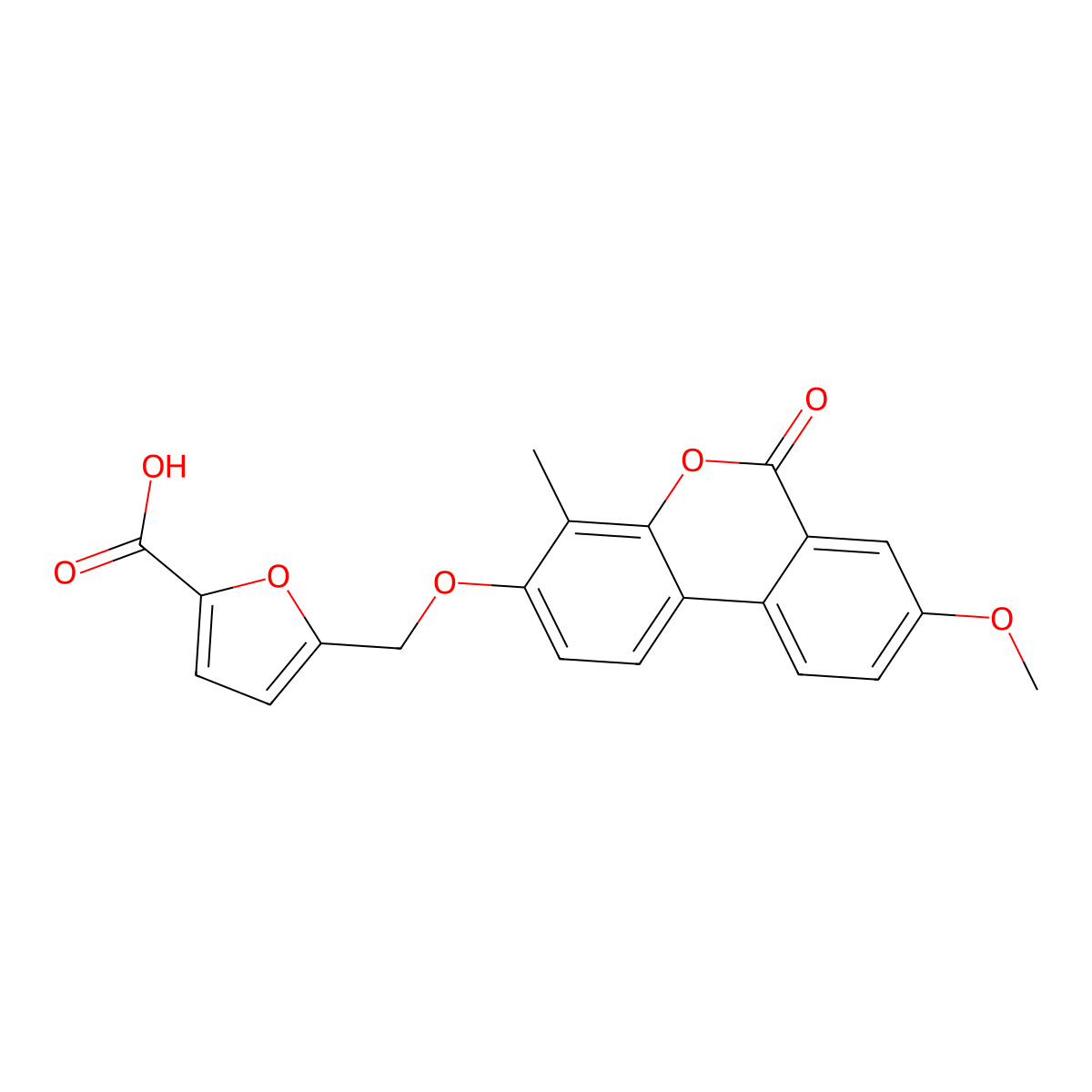 5-[(8-Methoxy-4-methyl-6-oxobenzo[c]chromen-3-yl)oxymethyl]furan-2-carboxylic acid molecular structure, CAS 430451-93-7