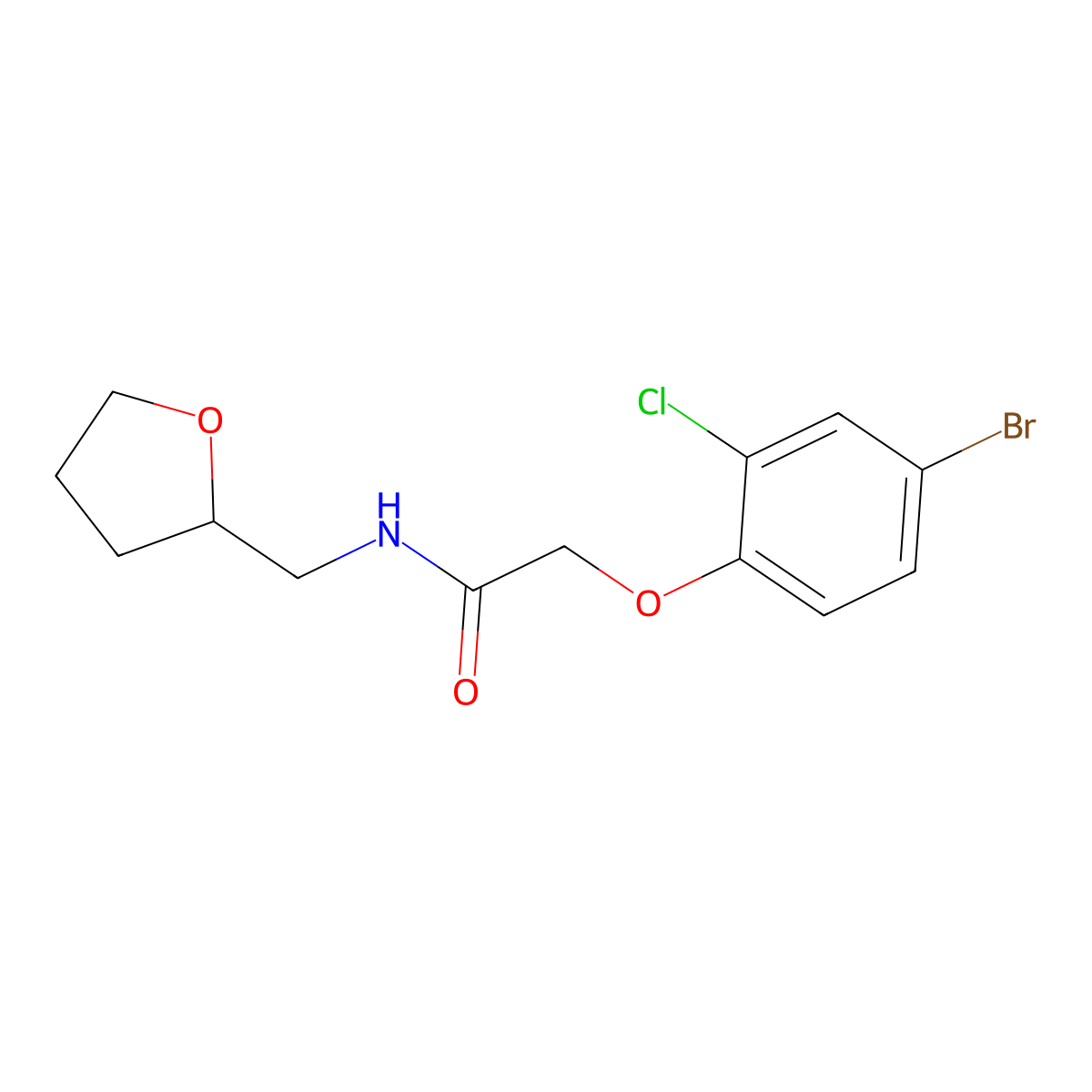 2-(4-bromo-2-chlorophenoxy)-N-(oxolan-2-ylmethyl)acetamide molecular structure, CAS 430452-27-0