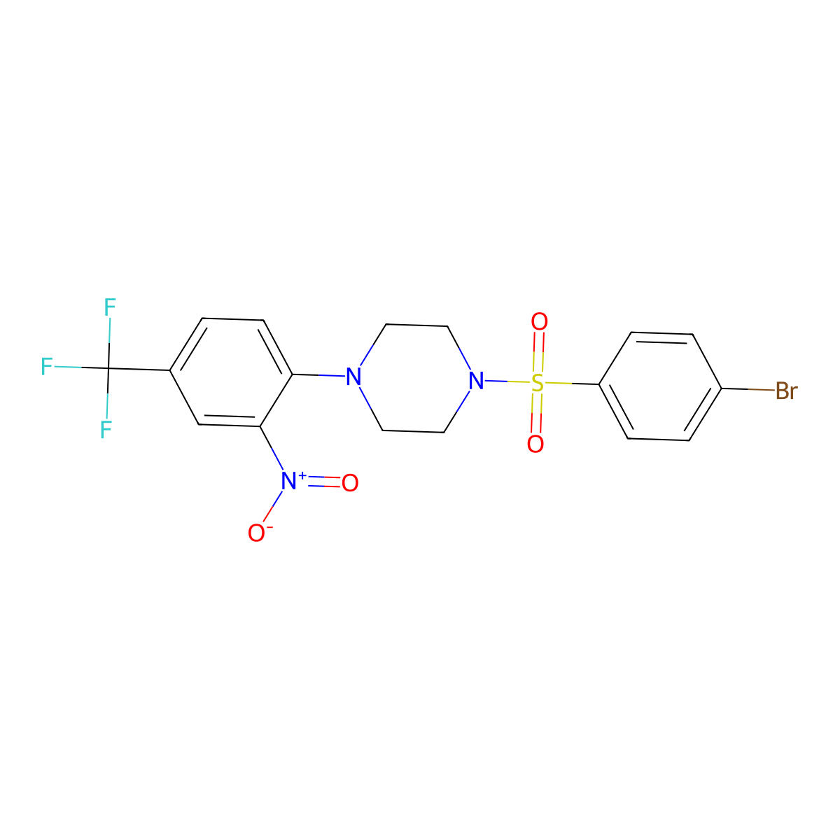 1-(4-Bromophenyl)sulfonyl-4-[2-nitro-4-(trifluoromethyl)phenyl]piperazine molecular structure, CAS 430452-29-2