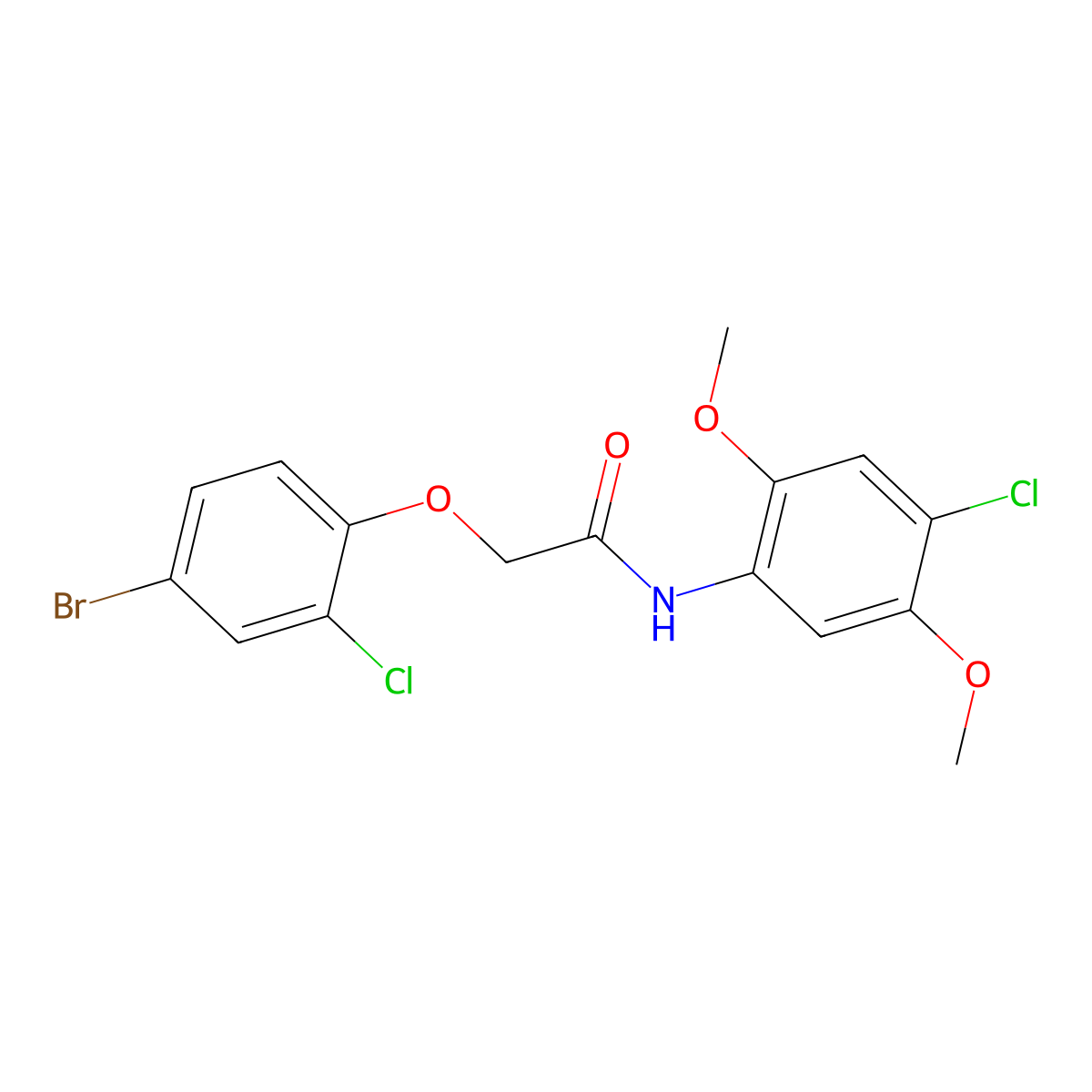 2-(4-bromo-2-chlorophenoxy)-N-(4-chloro-2,5-dimethoxyphenyl)acetamide molecular structure, CAS 430453-57-9
