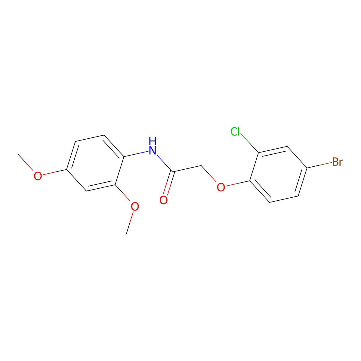 2-(4-bromo-2-chlorophenoxy)-N-(2,4-dimethoxyphenyl)acetamide molecular structure, CAS 430453-93-3
