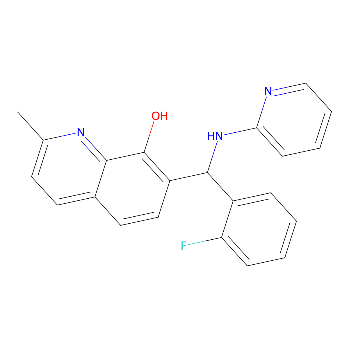 7-[(2-Fluorophenyl)-(pyridin-2-ylamino)methyl]-2-methylquinolin-8-ol molecular structure, CAS 430454-07-2