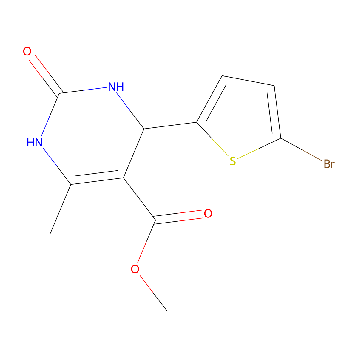 Methyl 4-(5-bromothiophen-2-yl)-6-methyl-2-oxo-1,2,3,4-tetrahydropyrimidine-5-carboxylate molecular structure, CAS 430454-47-0