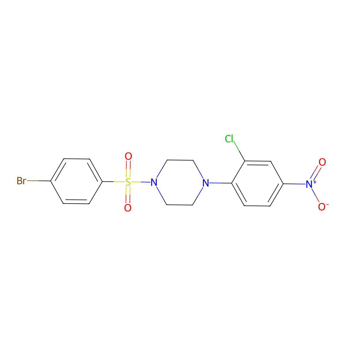 1-(4-Bromophenyl)sulfonyl-4-(2-chloro-4-nitrophenyl)piperazine molecular structure, CAS 430454-51-6