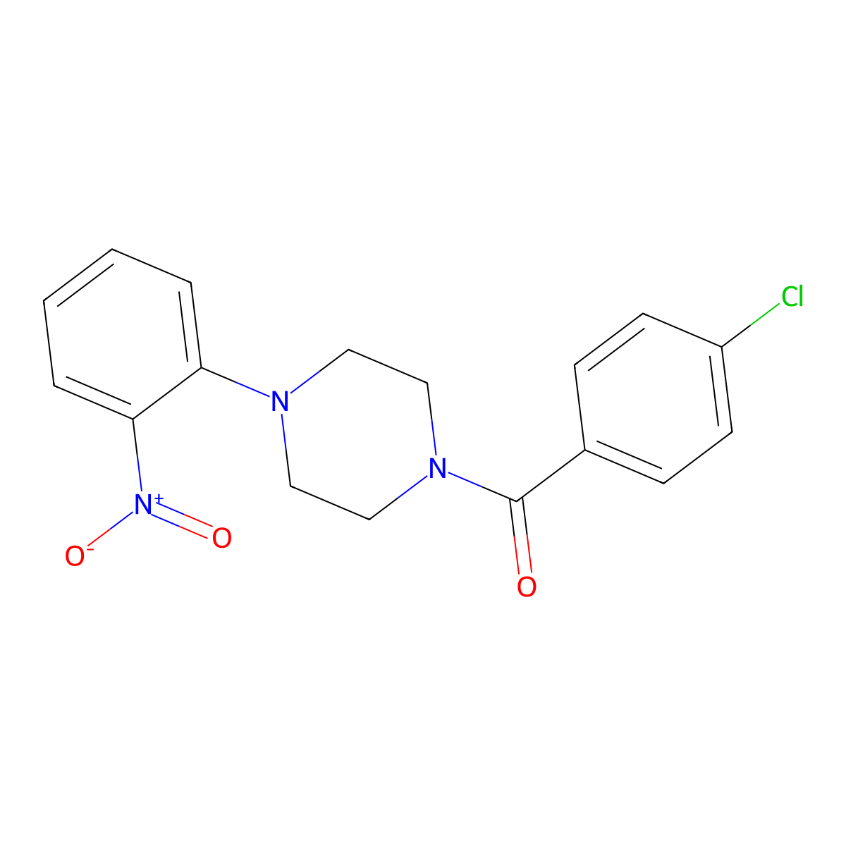 (4-Chlorophenyl)-[4-(2-nitrophenyl)piperazin-1-yl]methanone molecular structure, CAS 430454-68-5