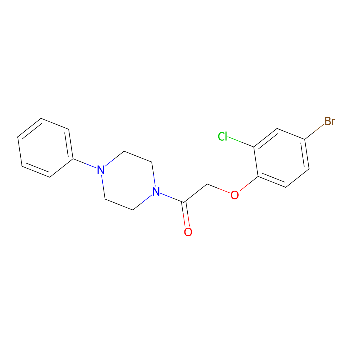 2-(4-Bromo-2-chlorophenoxy)-1-(4-phenylpiperazin-1-yl)ethanone molecular structure, CAS 430454-77-6