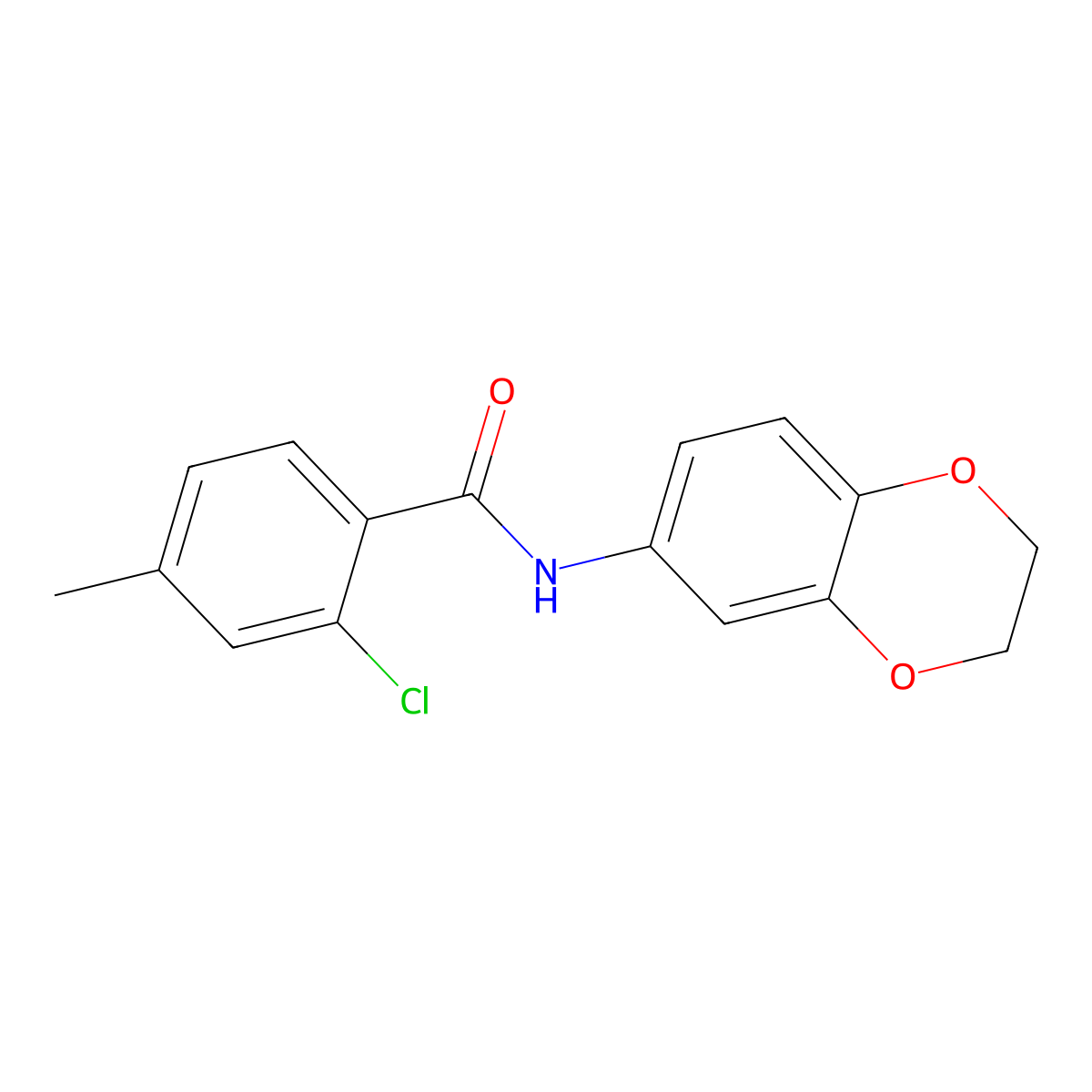 2-chloro-N-(2,3-dihydro-1,4-benzodioxin-6-yl)-4-methylbenzamide molecular structure, CAS 430454-81-2
