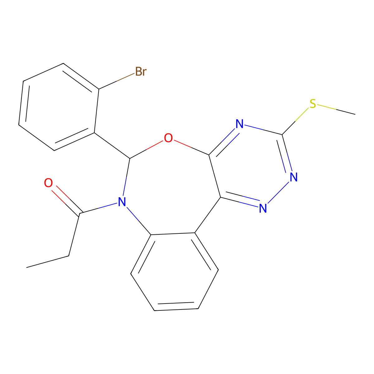 1-[6-(2-bromophenyl)-3-methylsulfanyl-6H-[1,2,4]triazino[5,6-d][3,1]benzoxazepin-7-yl]propan-1-one molecular structure, CAS 430455-05-3