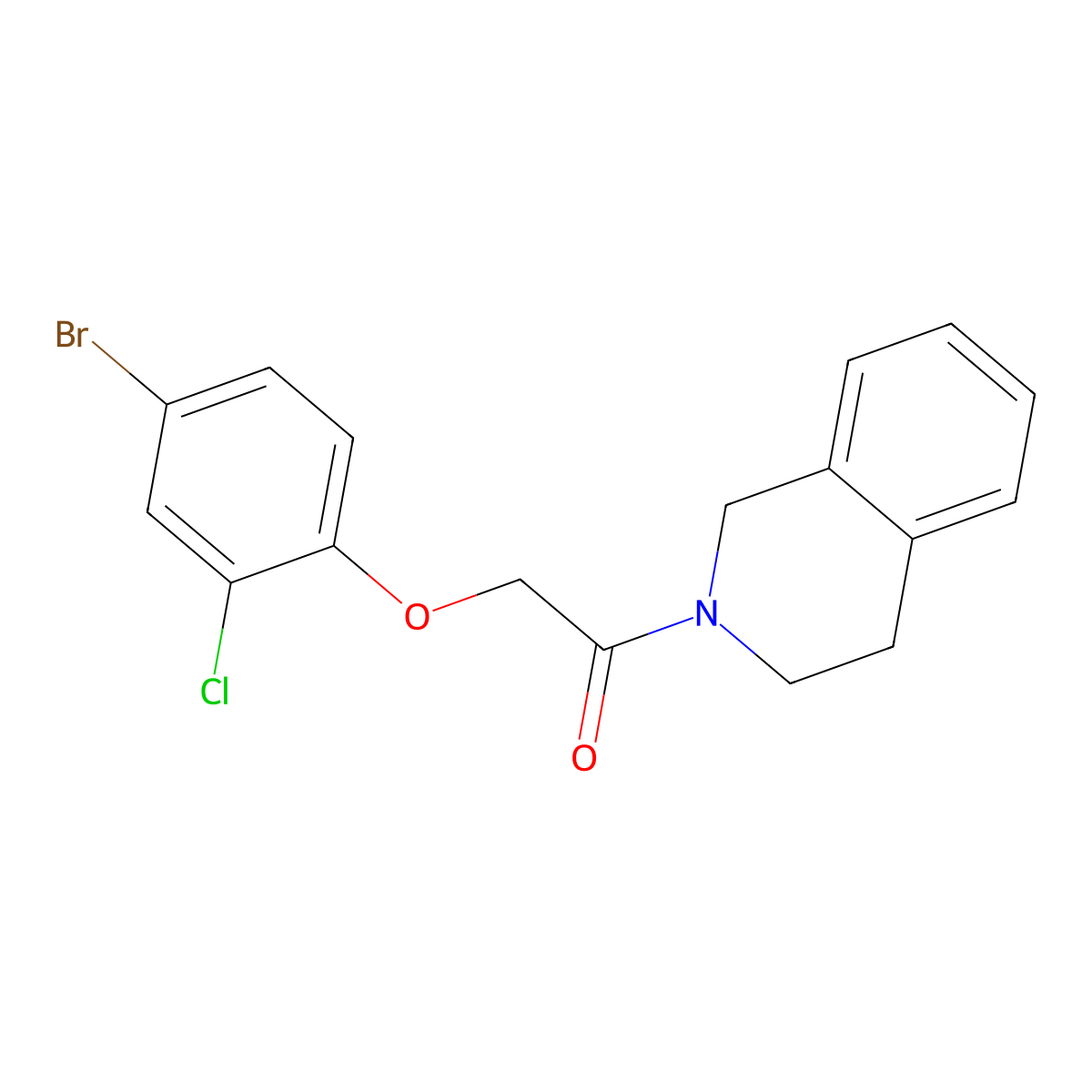 2-(4-bromo-2-chlorophenoxy)-1-(3,4-dihydro-1H-isoquinolin-2-yl)ethanone molecular structure, CAS 430455-08-6