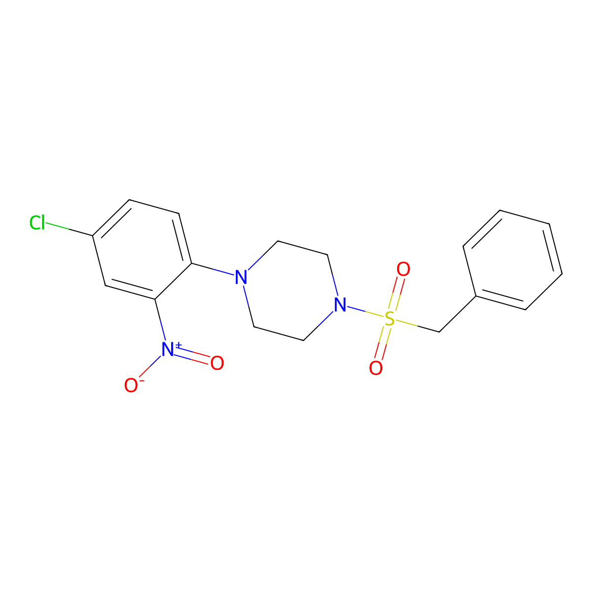 1-Benzylsulfonyl-4-(4-chloro-2-nitrophenyl)piperazine molecular structure, CAS 430455-37-1