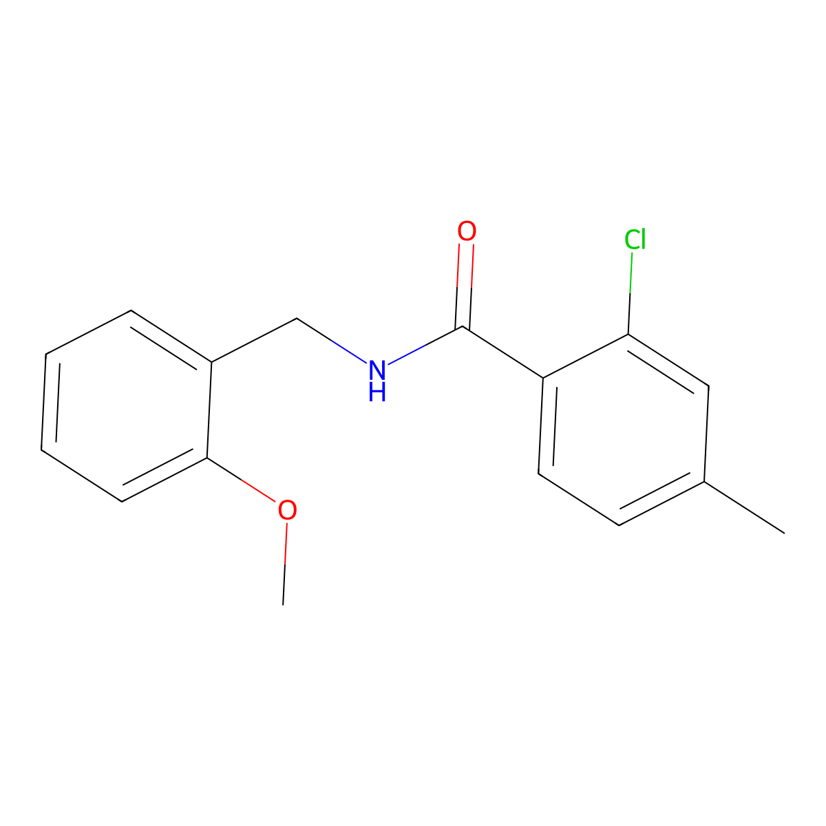 2-chloro-N-(2-methoxybenzyl)-4-methylbenzamide molecular structure, CAS 430455-44-0