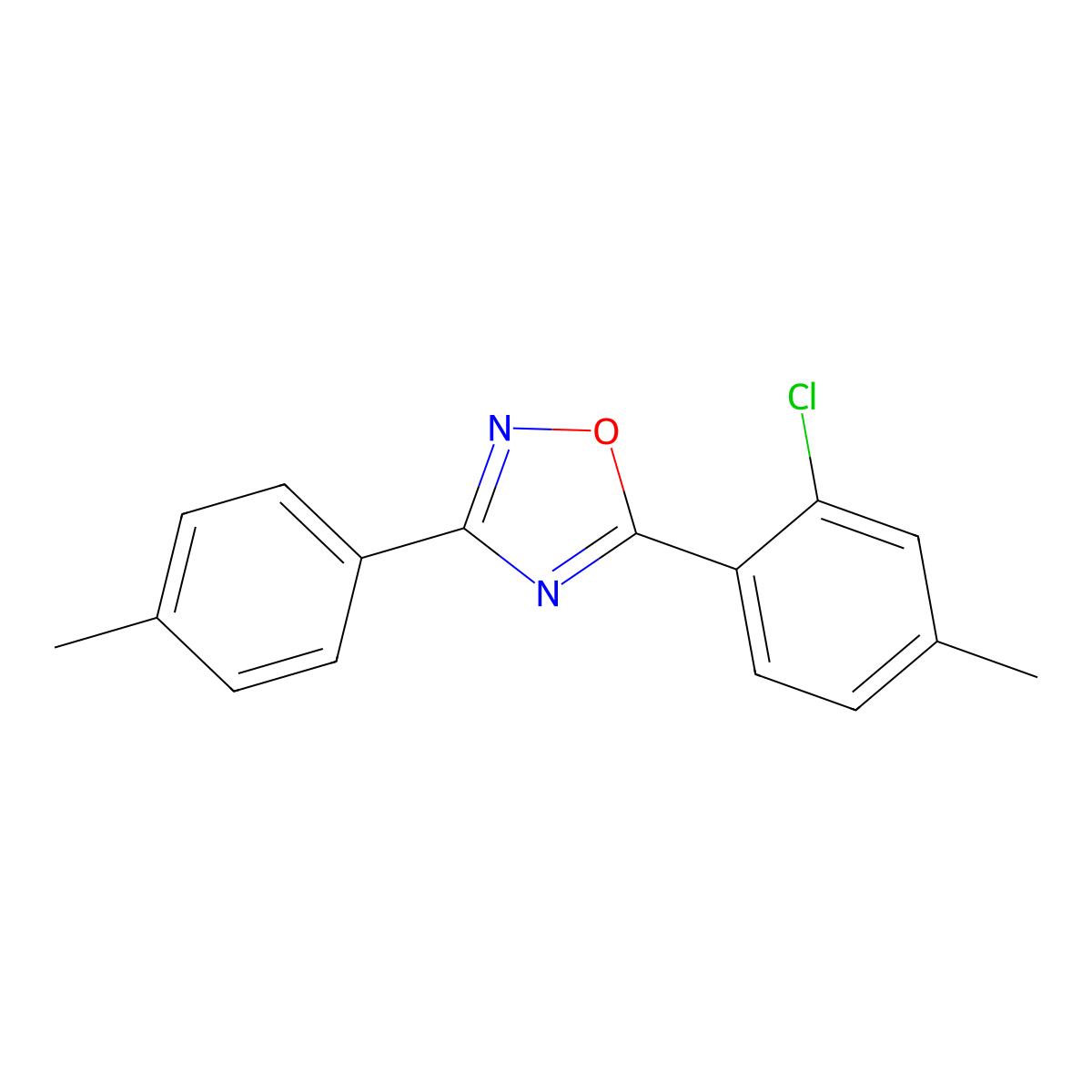 5-(2-Chloro-4-methylphenyl)-3-(4-methylphenyl)-1,2,4-oxadiazole molecular structure, CAS 430455-71-3
