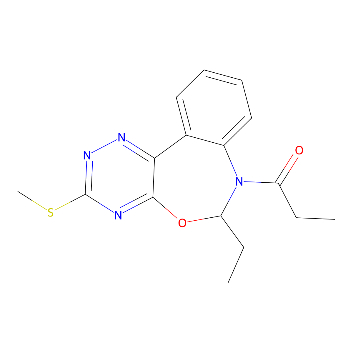 1-(6-ethyl-3-methylsulfanyl-6H-[1,2,4]triazino[5,6-d][3,1]benzoxazepin-7-yl)propan-1-one molecular structure, CAS 430455-81-5