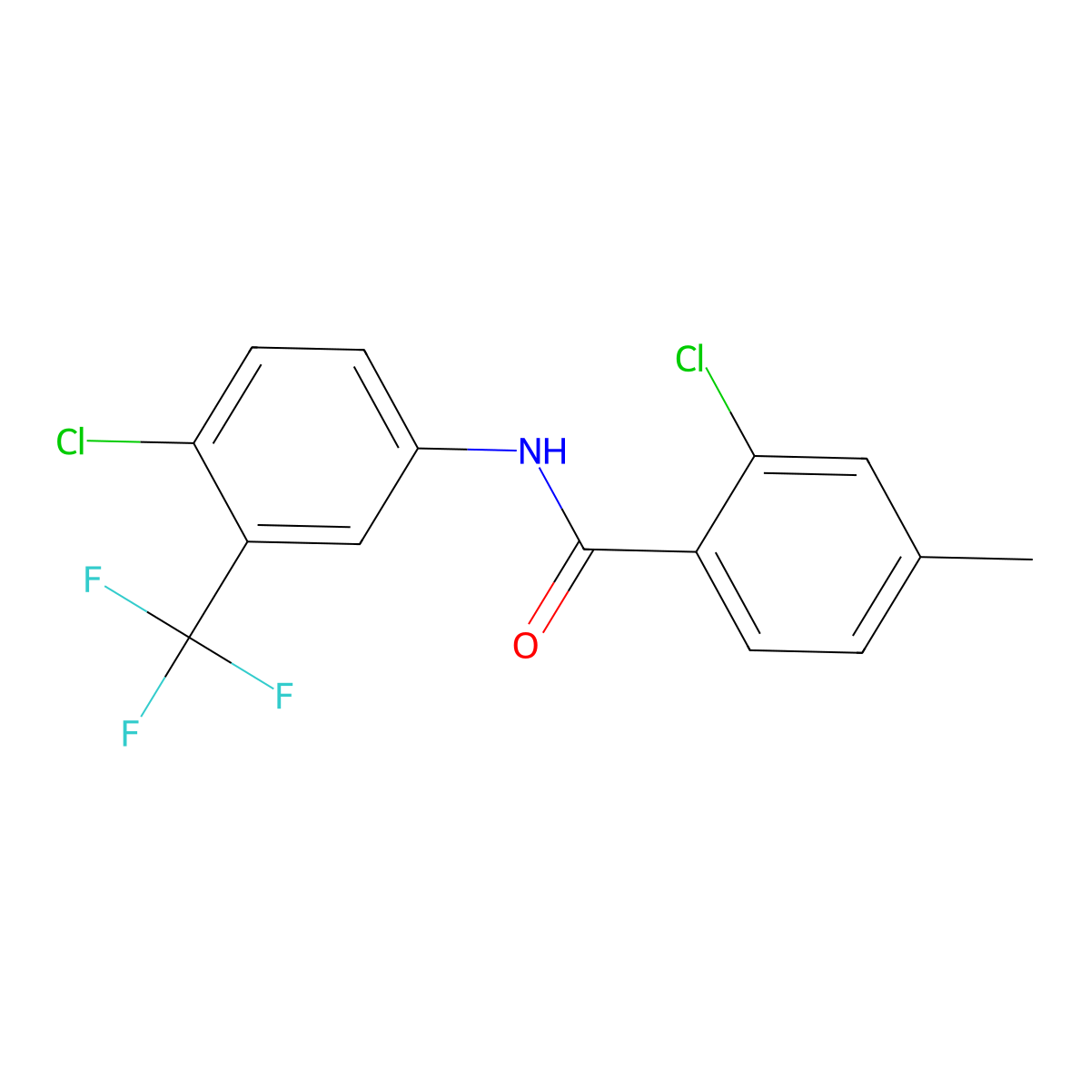 2-chloro-N-[4-chloro-3-(trifluoromethyl)phenyl]-4-methylbenzamide molecular structure, CAS 430456-24-9