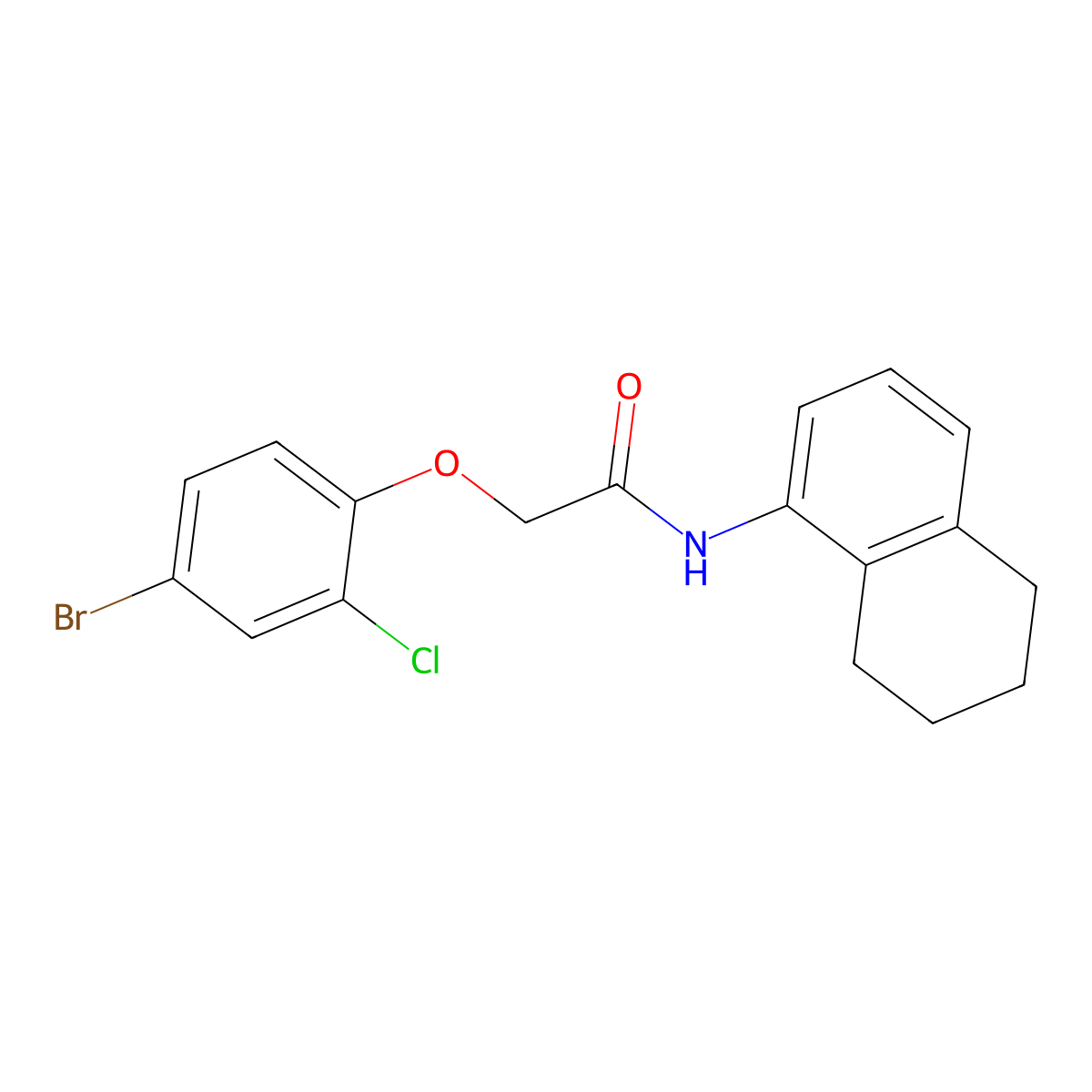 2-(4-bromo-2-chlorophenoxy)-N-(5,6,7,8-tetrahydronaphthalen-1-yl)acetamide molecular structure, CAS 430456-30-7