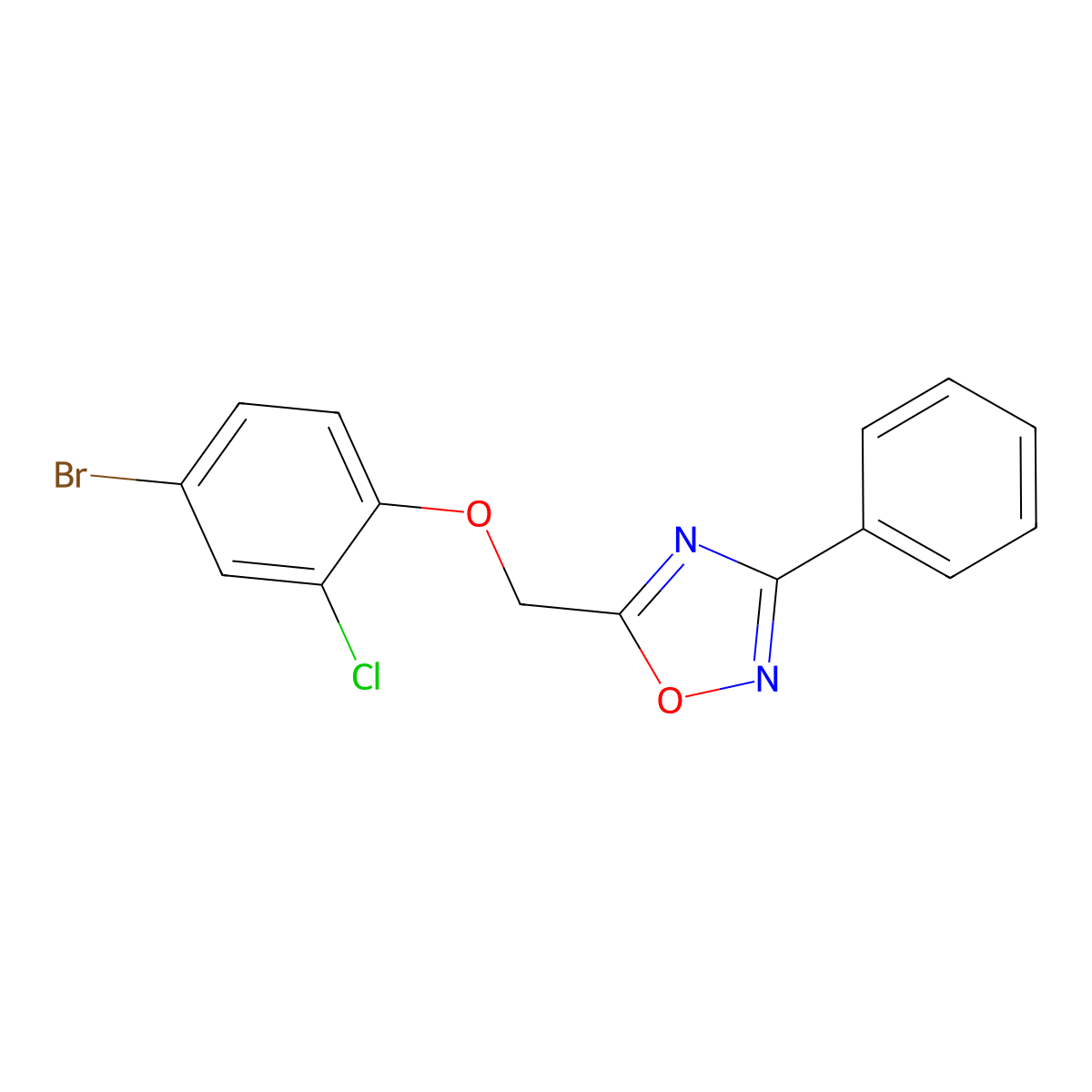 5-[(4-Bromo-2-chlorophenoxy)methyl]-3-phenyl-1,2,4-oxadiazole molecular structure, CAS 430456-37-4